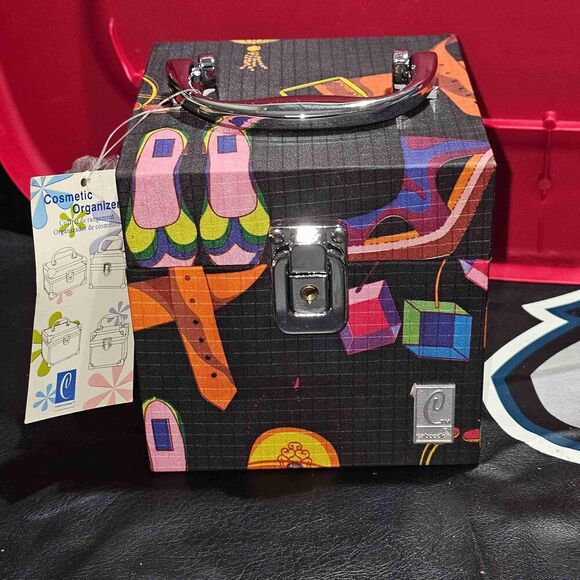 NEW‎ Caboodles Black Multicolor Locking Cosmetic Organizer Case 5x5x5 - Picture 1 of 8
